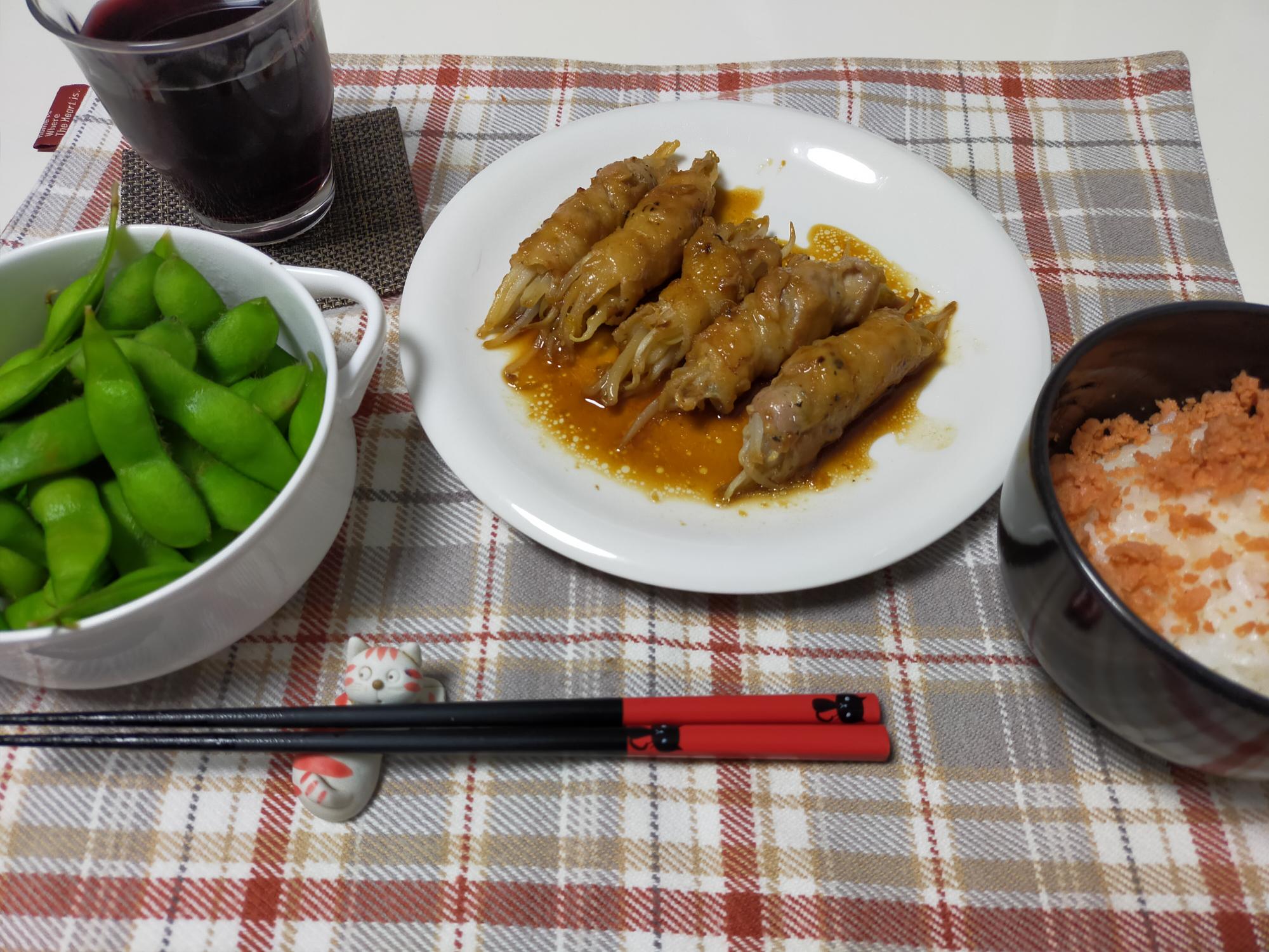 もやしの豚肉巻き